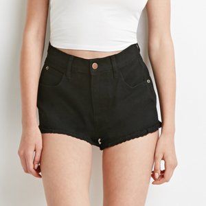 Crochet Lace Trim Denim Shorts